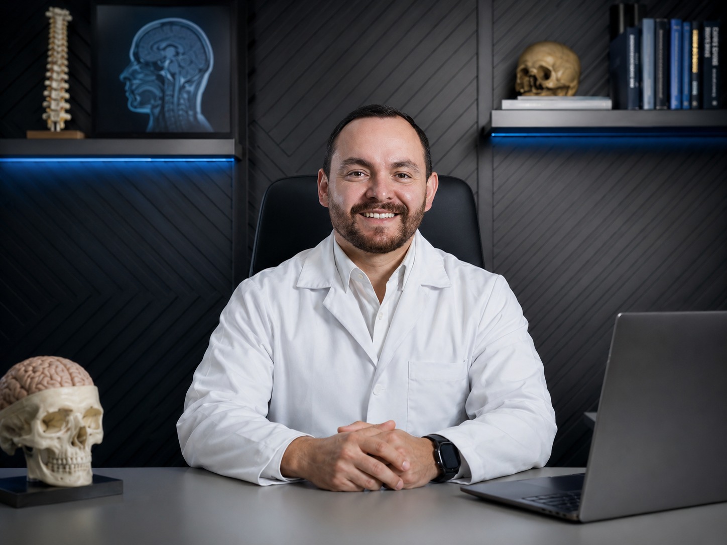 Dr. Luis Núñez del Arco en consultorio neuroquirúrgico